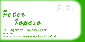 peter kopcso business card